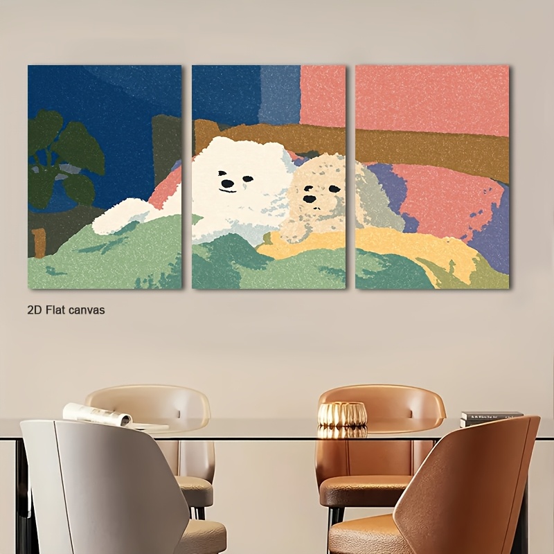 Canvas Wrap Ready - 프레임리스 캔버스 3피스 애완 강아지 벽
