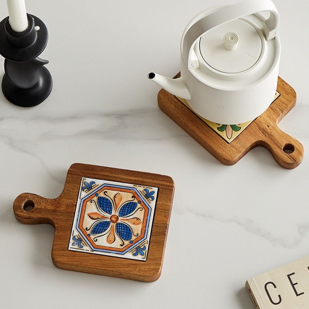 일본식 내열성 원목 코스터 레트로 사각형 나무 세라믹  - Ceramic Tile Blank 리뷰 및 가격